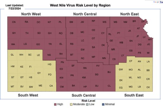 Most of Kansas under warning for West Nile Virus